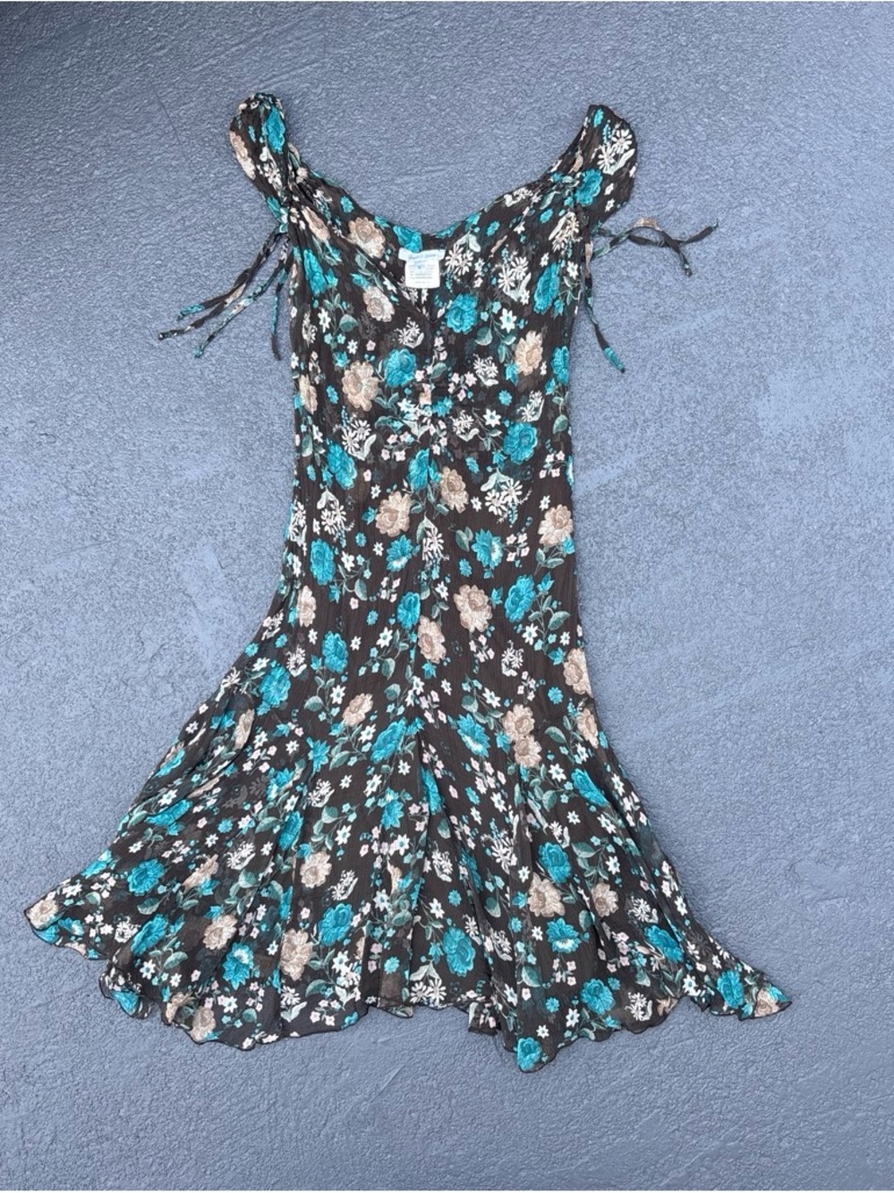 Vintage 90s/Y2K Euro Germano Zama 100% Silk Euro Fairy Midi Dress Size Small